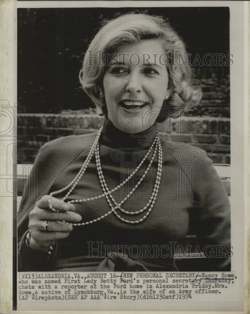 1974 Press Photo Nancy Howe Named First Lady Betty Ford's Personal Secretary - Historic Images