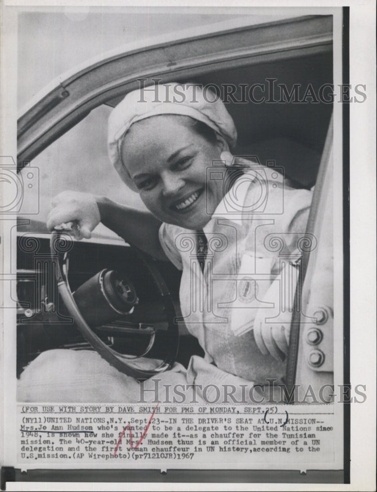 1967 Mrs. Jo Ann Hudson, chauffeur for the Tunisian mission at U.N - Historic Images