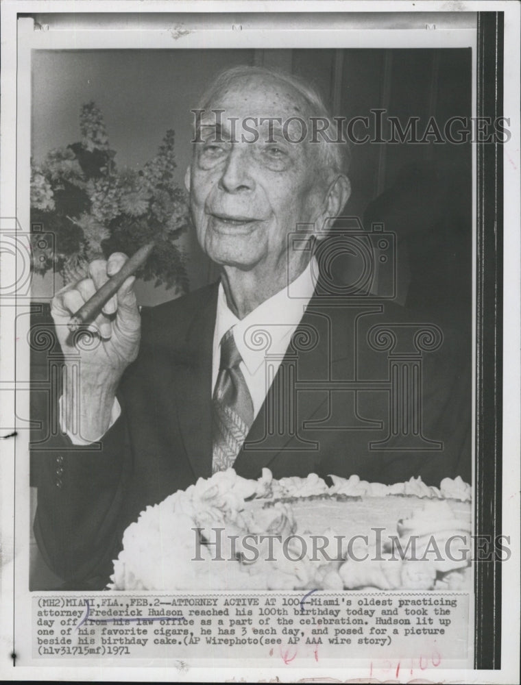 1971 Frederick Hudson reached 100th birthday with his favorite cigarette and a birthday - Historic Images