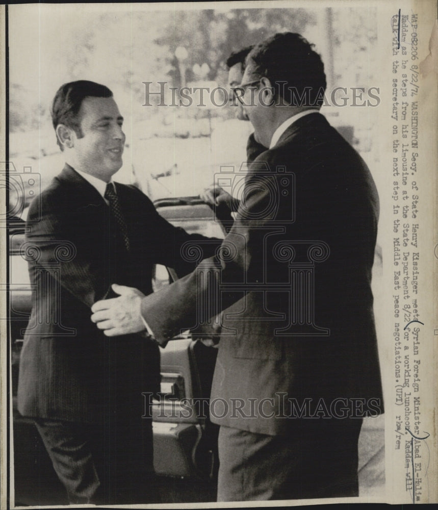 1974 US Secretary State Henry Kissinger/Abad El-Halim/Syria - Historic Images