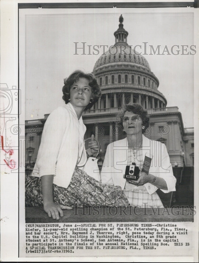 1962 Christine Kiefer Spelling Champion St. Petersburg Washington - Historic Images