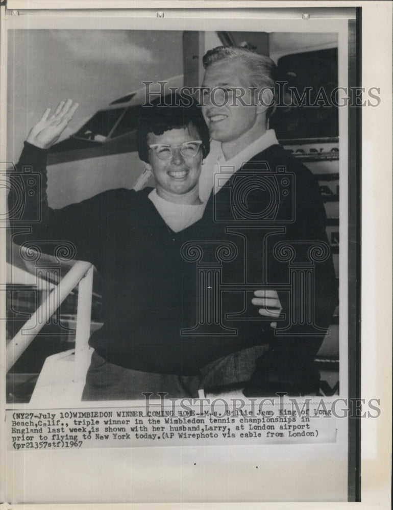 1967 Press Photo Billie Jean King Tennis Champ Larry King - Historic Images