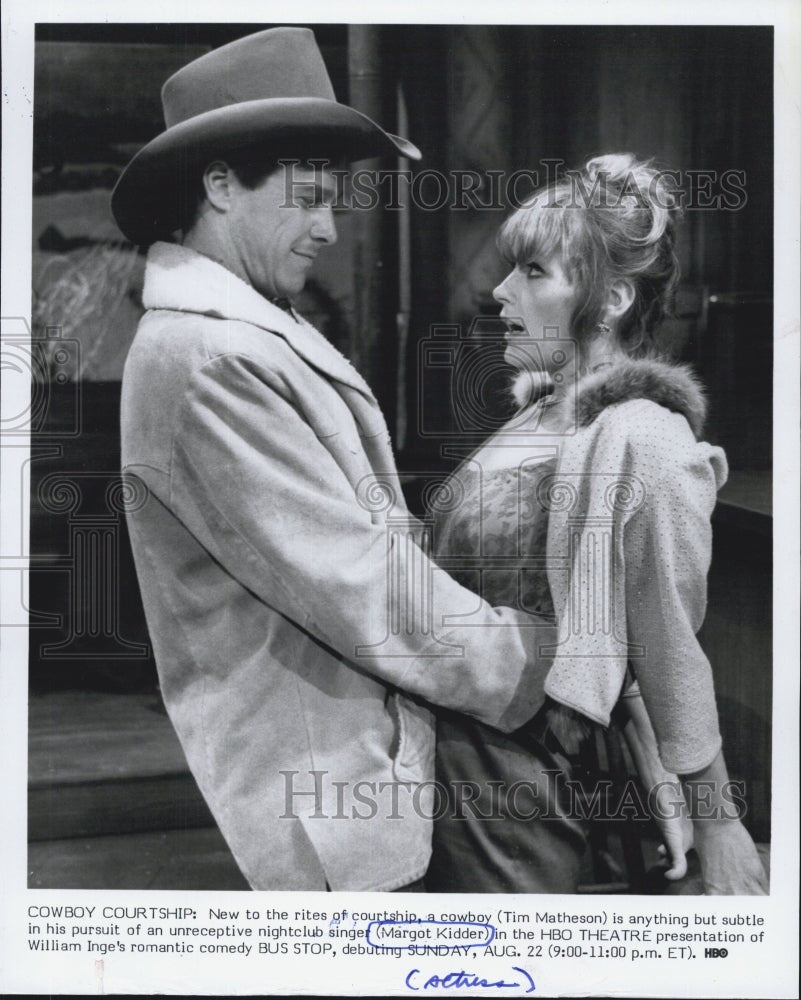 1982 Press Photo Margot Kidder Tim Matheson Bus Stop - Historic Images