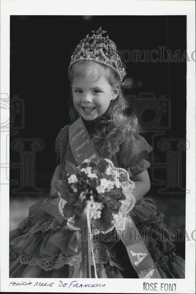 1984 Press Photo Felicia Marie DeFrancesco Is Little Miss Florida - Historic Images