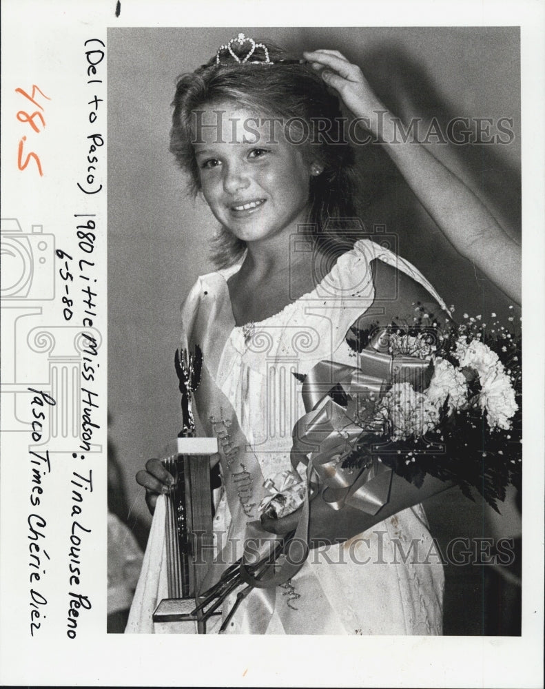 1980 Press Photo Tina Louise Peeno Crowned Little Miss Hudson - Historic Images