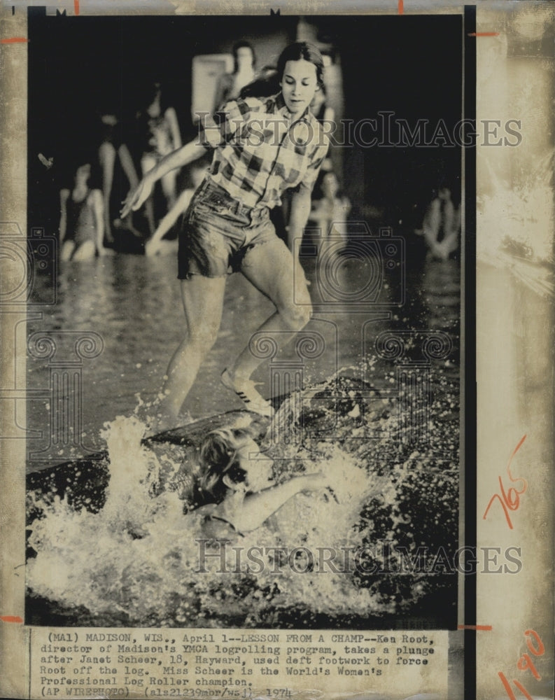 1974 Ken Root Dir Of Madison YMCA Logrolling Wisconsin - Historic Images