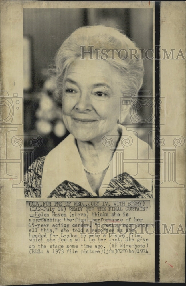 1974 Actress Helen Hayes to Stop Acting - Historic Images