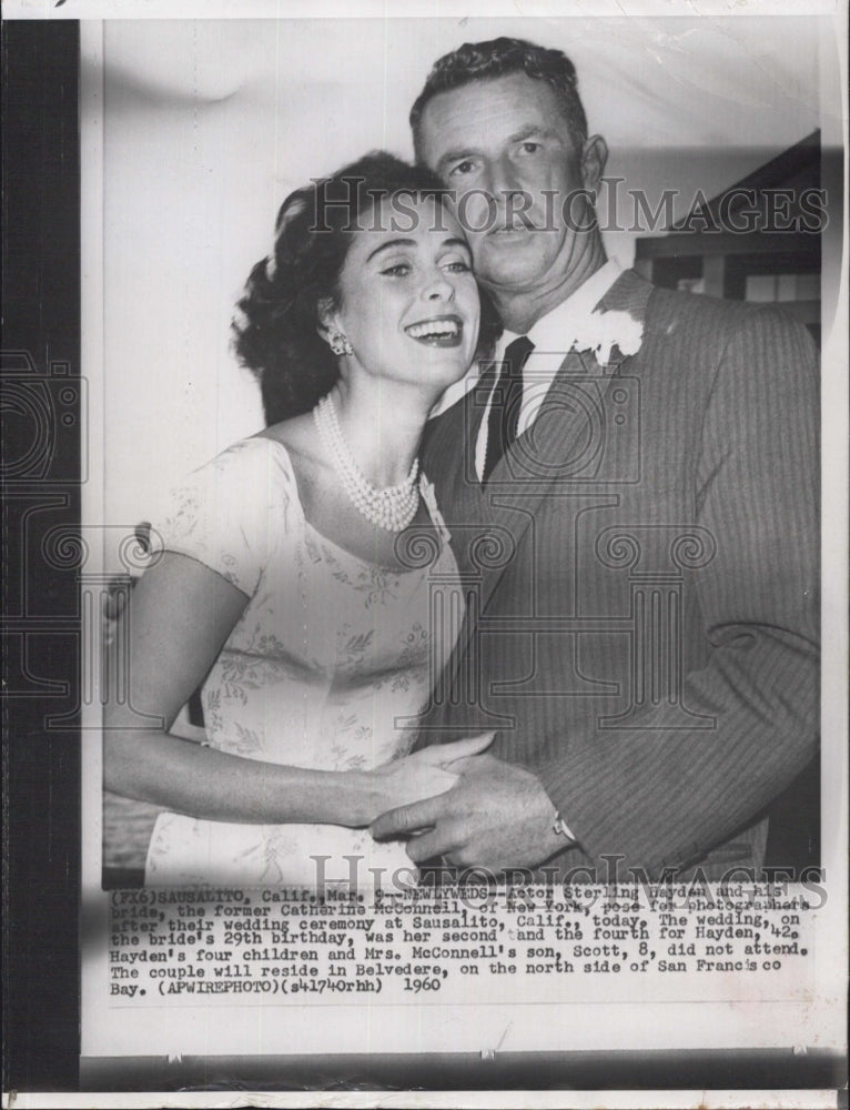 1959 Press Photo Actor Sterling Hayden Bride Catherine McConnell. - RSG70279 - Historic Images