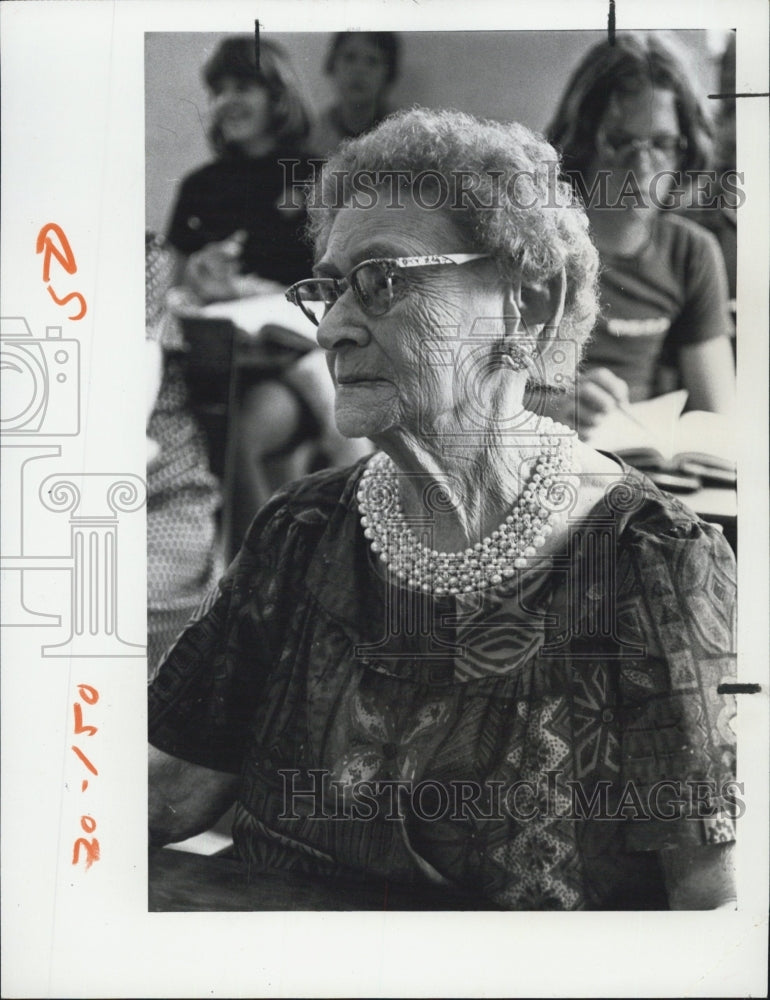 1975 Margaret Myers Listen to Intently in Class - Historic Images