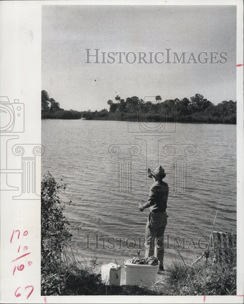 1971 Fishing at New Port Richey. - Historic Images