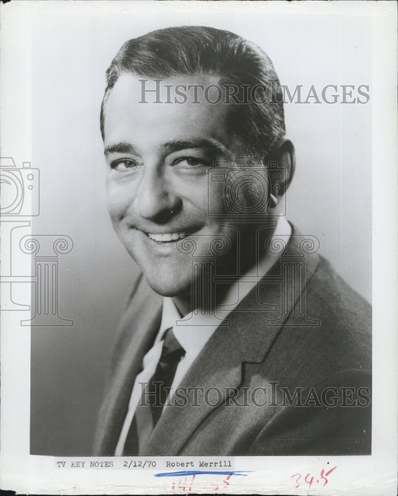 1970 Press Photo singer Robert Merrill - Historic Images