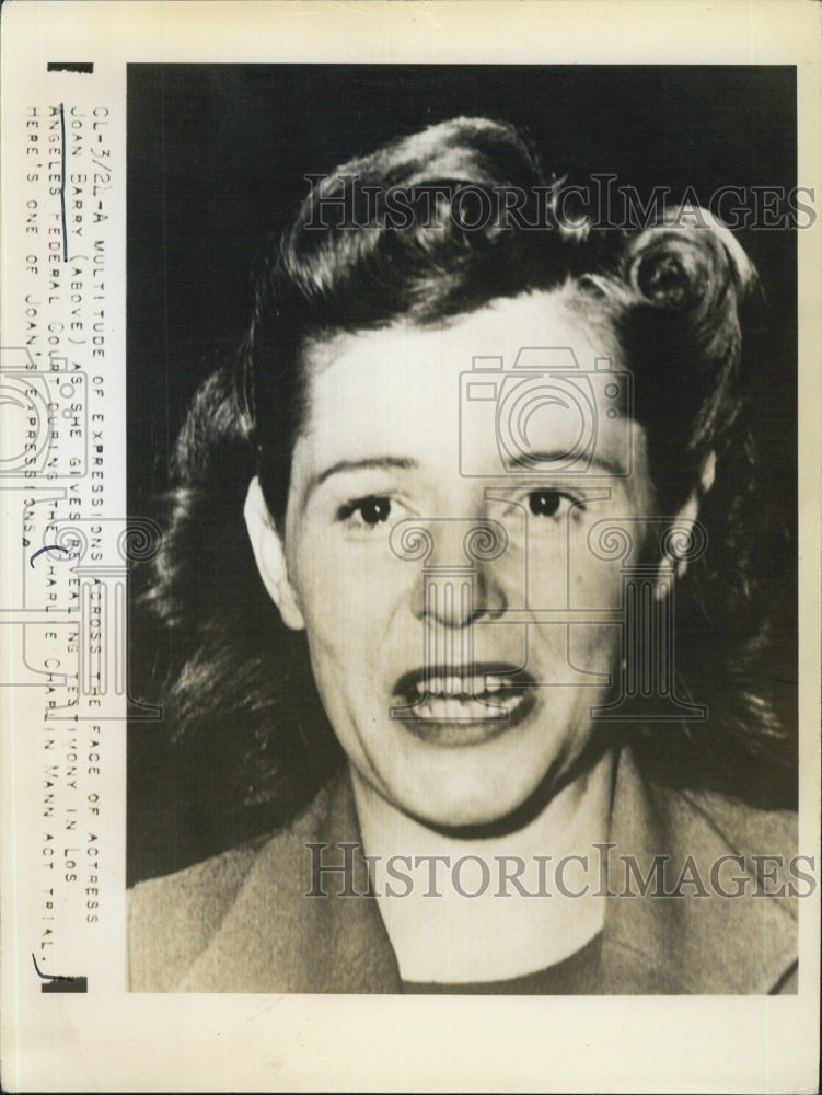 Press Photo Joan Barry as she gives revealing testimony in Los Angeles Federal C - Historic Images