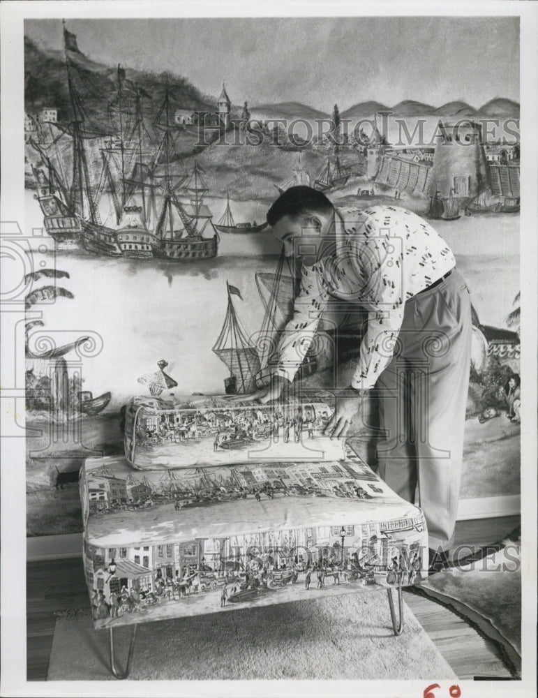 1957 Ruth Hook Mural Couch - Historic Images