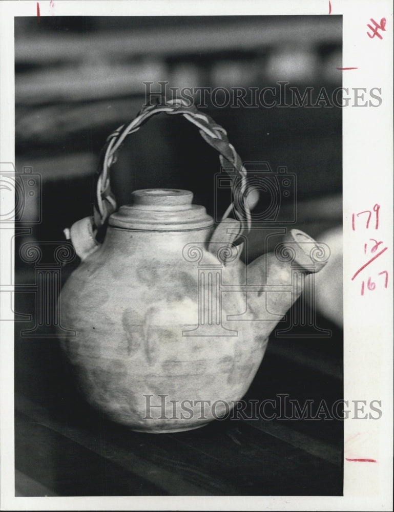 1973 Press Photo Jill Hopkins pottery teapot - Historic Images