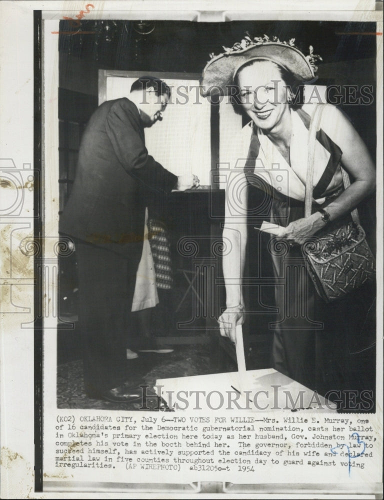 1954 Oklahoma Governor Johnston Murray & Wife Voting Primary Ballots - Historic Images