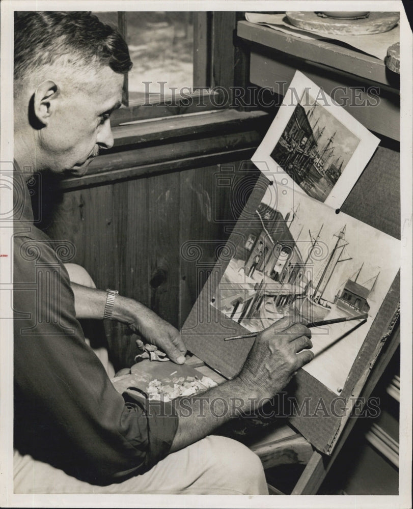 Press Photo Arthur Marx Detroit MI During Painting Class - Historic Images