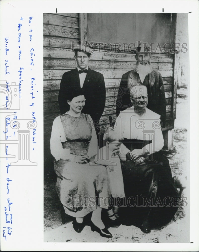 1916 School Principal Mr. Cripe, Wife, and Mr. and Mrs. Sponhower - Historic Images