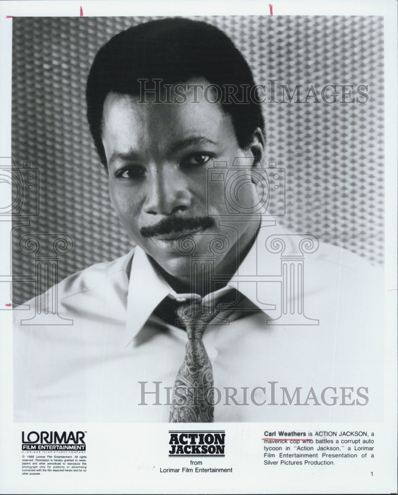 1988 Press Photo of actor Carl Weathers as &quot;Action Jackson&quot; - Historic Images