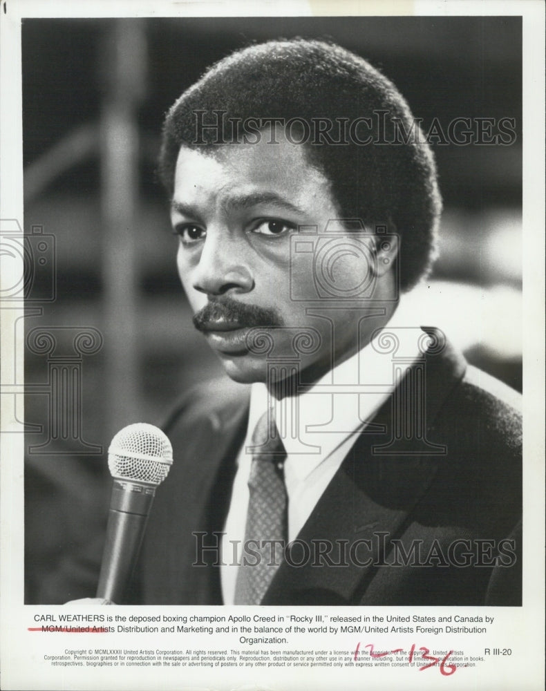 1987 Press Photo of actor Carl Weathers as Apollo Creed in "Rocky III" - Historic Images