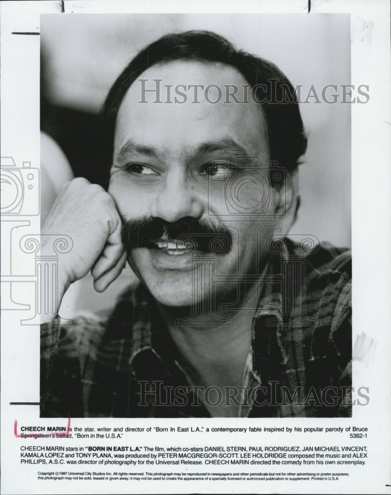 1987 Press Photo Comedian Cheech Marin "Born in East L.A." Daniel Stern Actor - Historic Images