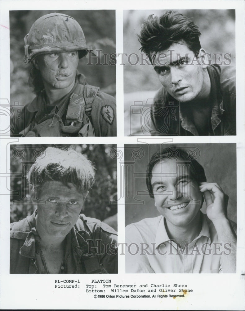1987 Press Photo Oliver Stone Screen writer with the stars of Platon. - Historic Images