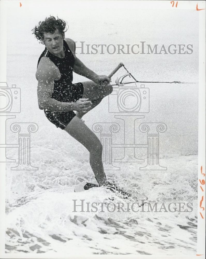 1975 Frankie Dees National Champion Water Skierin Palma Sola Bay. - Historic Images