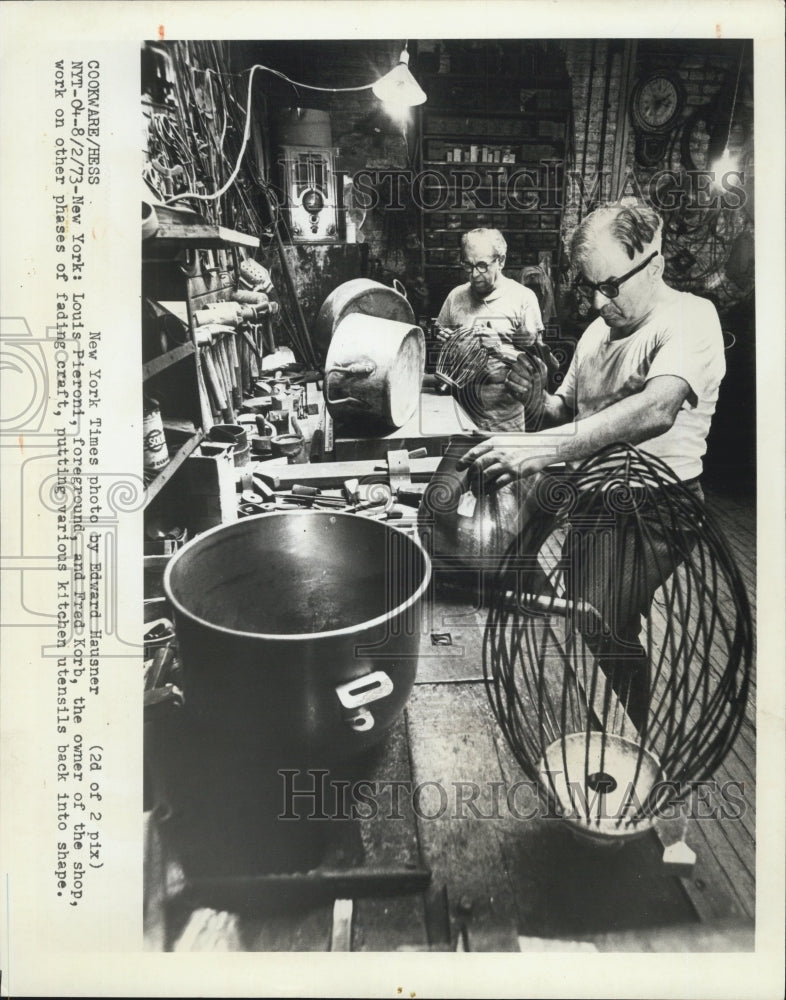 1973 Louis Pieroni Fred Korb owner shop International Retinning - Historic Images