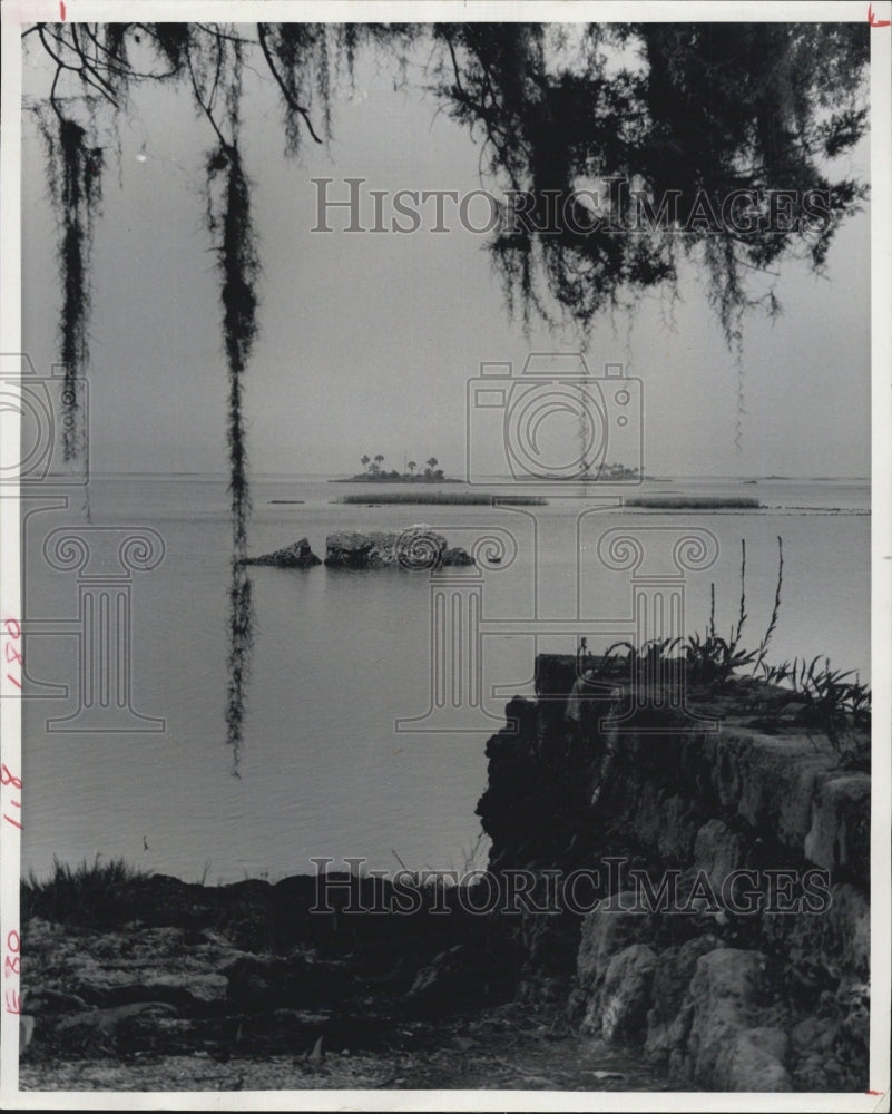 1970 Press Photo Hickory Island &amp; Palm Trees Near Fort Myers, Florida - Historic Images