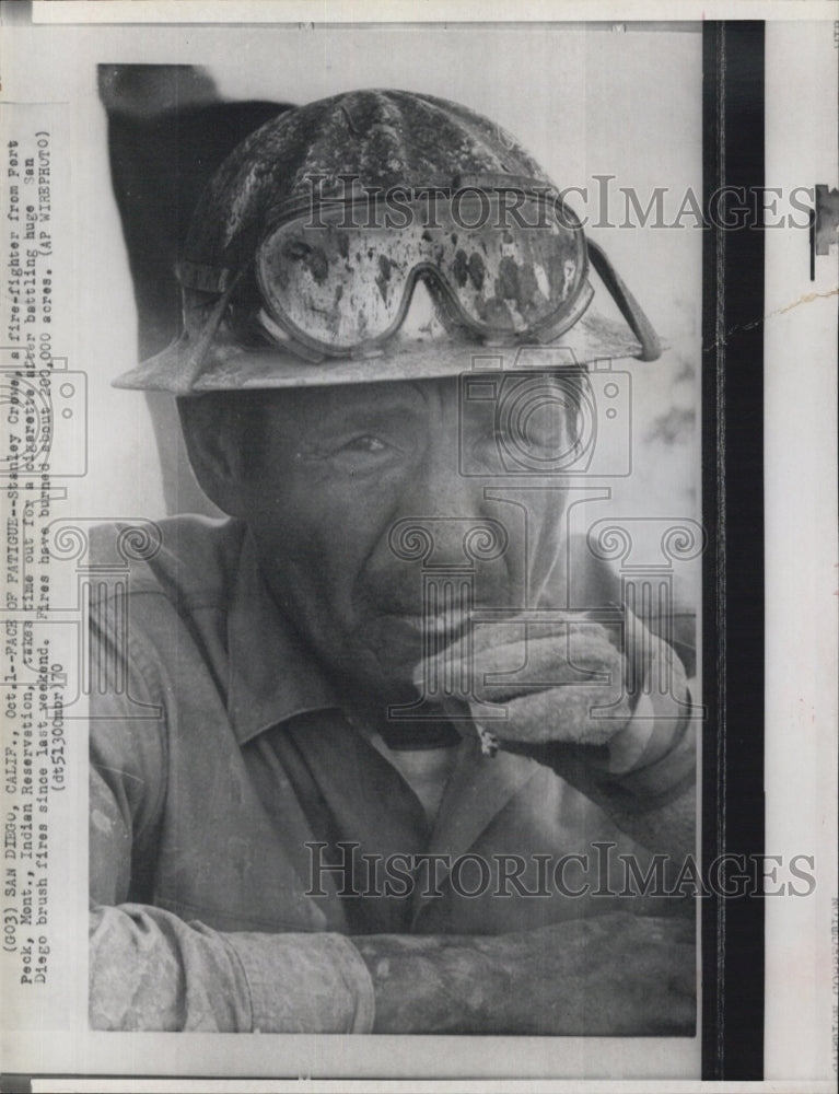 1970 Fire Fighter Stanley Crowe San Diego Brush Fire - Historic Images