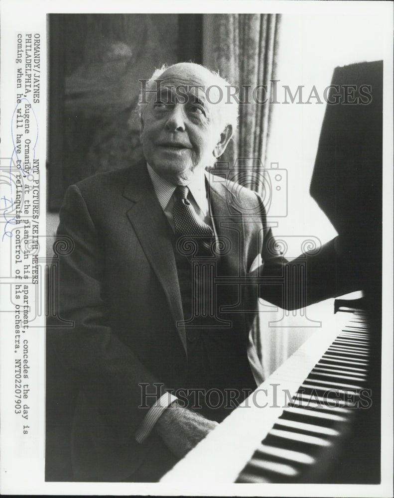 1979 Press Photo Conductor Eugene Ormandy Piano - Historic Images