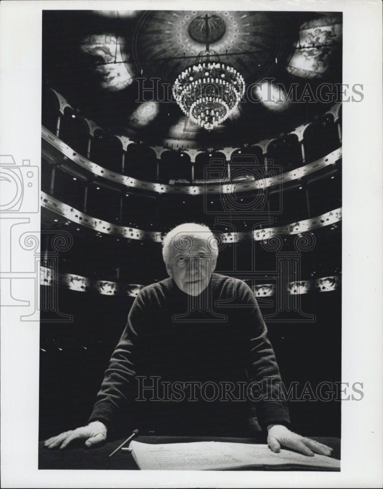 1979 Press Photo Eugene Ormandy during a rehearsal with Philadelphia Orchestra - Historic Images