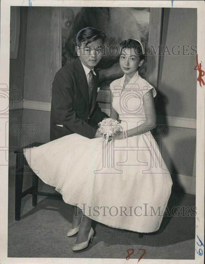 1957 Wedding photo of Mr. and Mrs. Uyemura - Historic Images