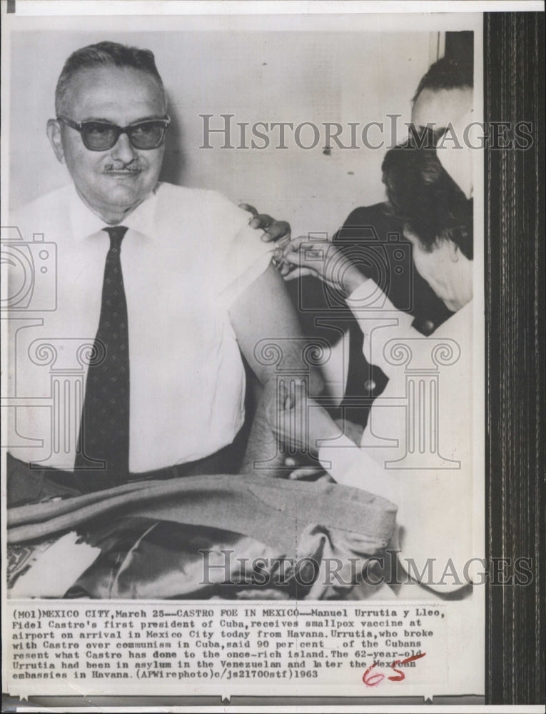 1963 Cuban President Manuel Urrutia y Lleo Receives Smallpox Vaccine-Historic Images