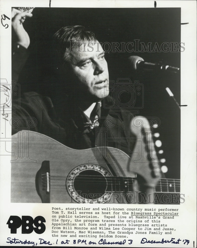 1979 Press Photo Musician Tom T. Hall as host of the Bluegrass Spectacular - Historic Images