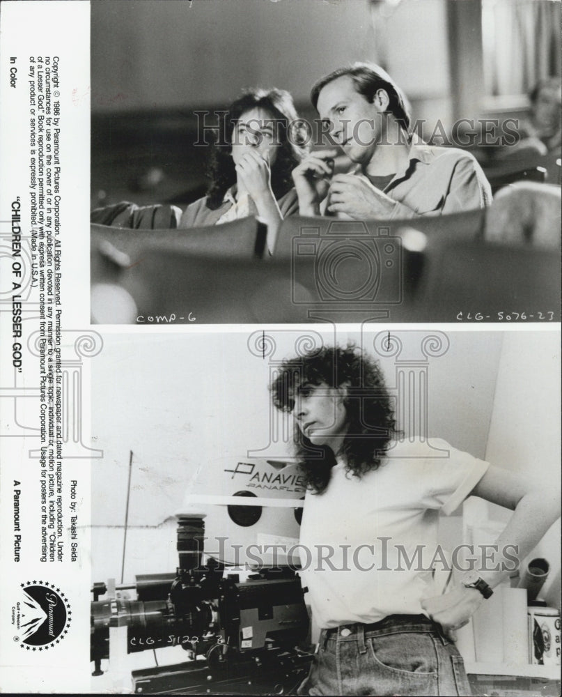 1987 Press Photo William Hurt and Marlee Matlin in 'Children of a Lesser God' - Historic Images