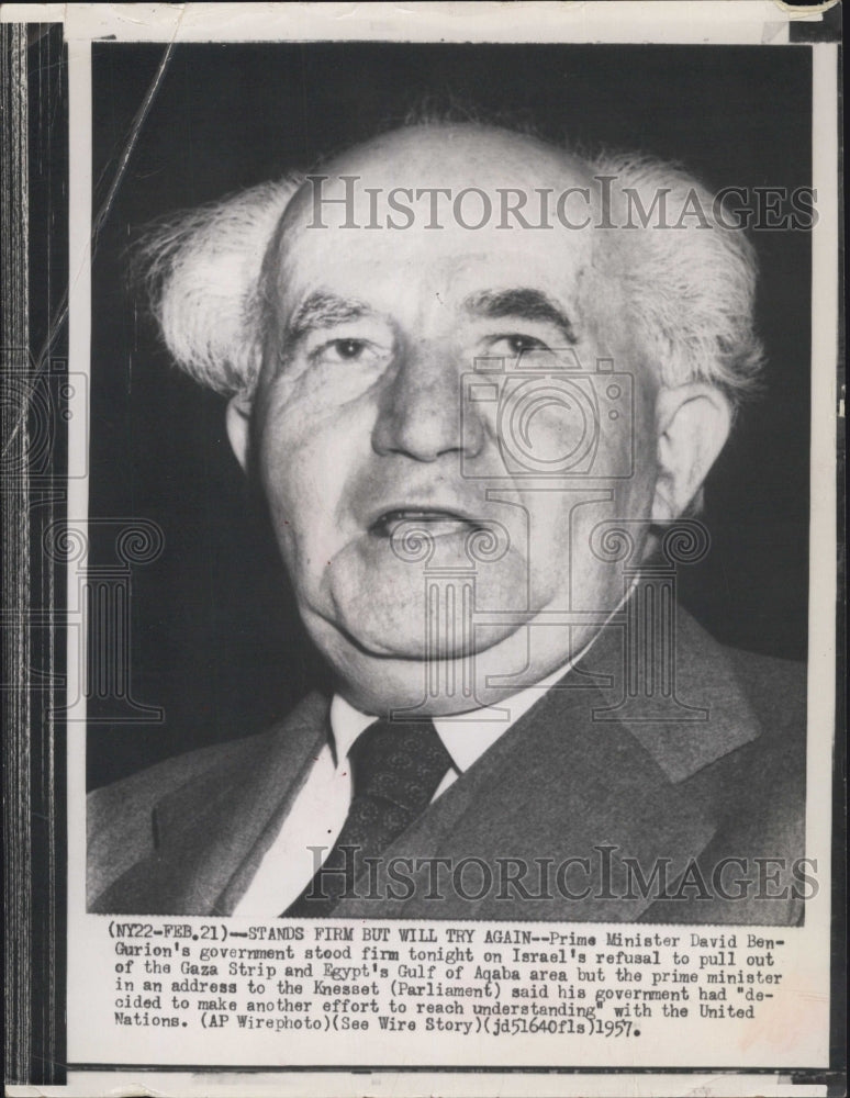 1957 Israeli Prime Minister David Ben-Gurion - Historic Images