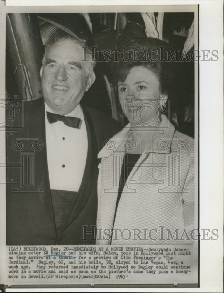 1963 Press Photo Actor  Ed Begley and wife Helen at Hollywood. - Historic Images