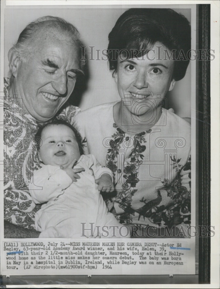 1964 Actor Ed Begley and wife Helen with daughter Maureen. - Historic Images