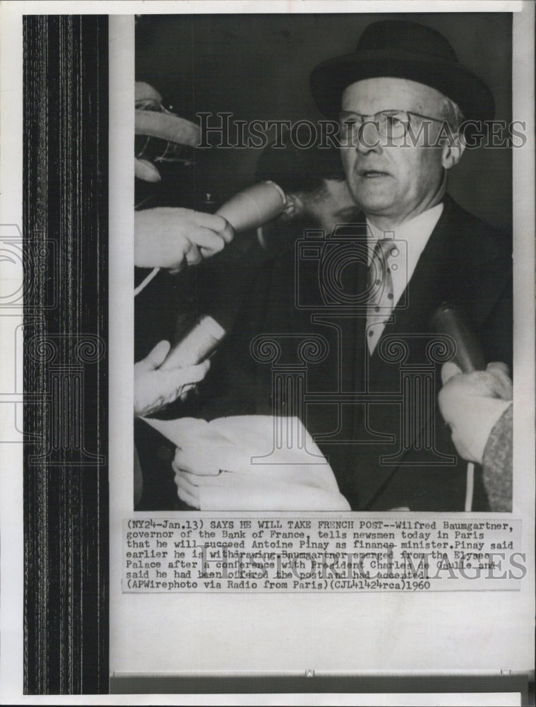 1960 Wilfred Baumgartner Gov. of  the Bank of France. - Historic Images