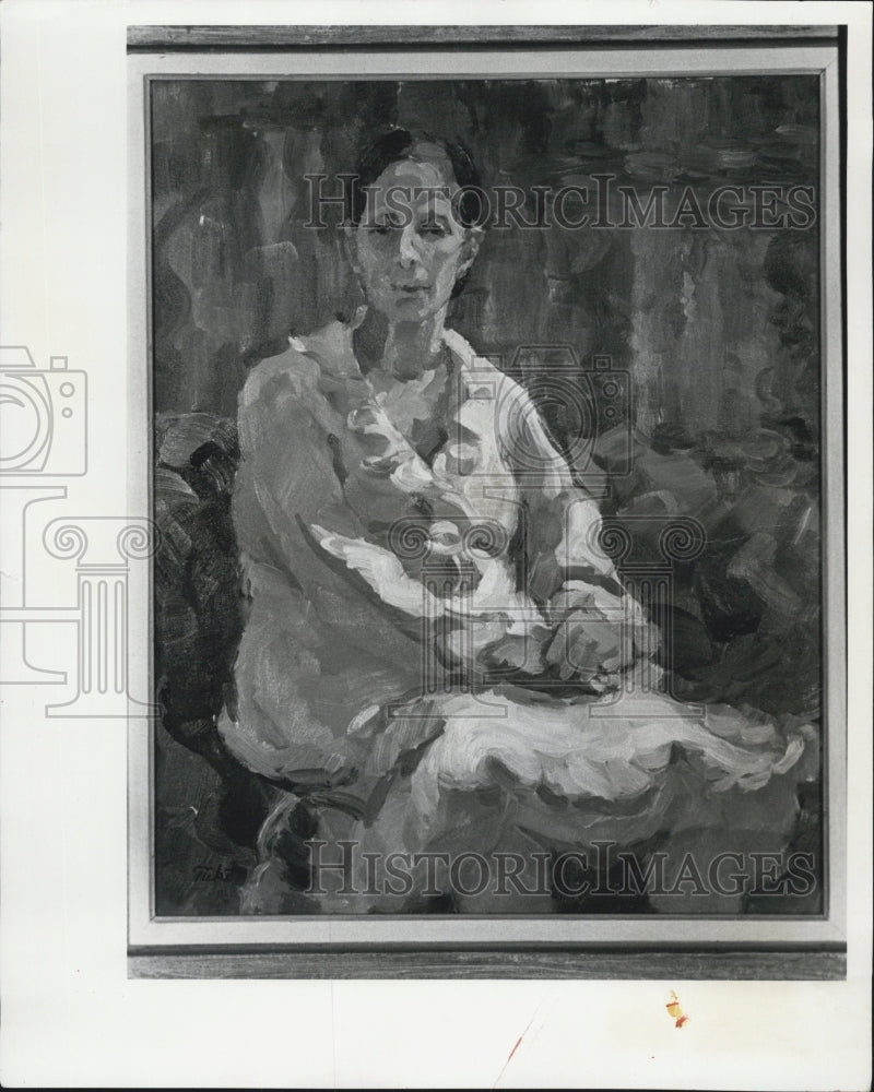 19825 Press Photo Nike Parton's Circus Lady Dreaming (Painting) - Historic Images