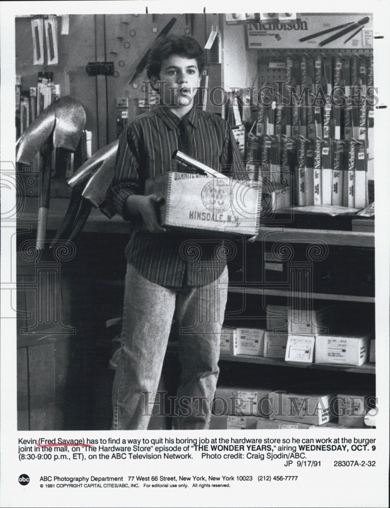 1991 Press Photo Fred Savage stars in &quot;The Wonders Years&quot; - Historic Images