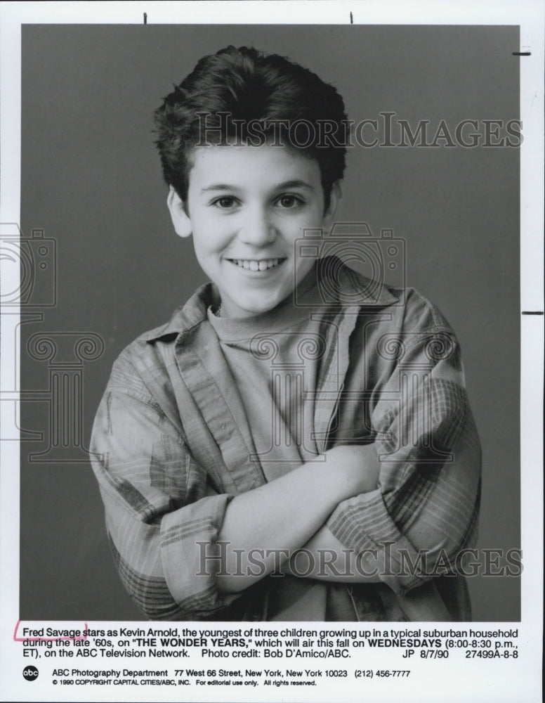 1990 Press Photo Fred Savage stars in "The Wonders Years" - Historic Images