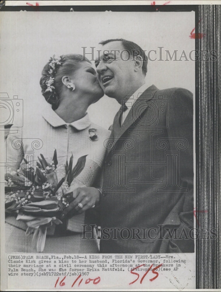 1967 Gov.Claude Kirk of Florida with wife on their civil wedding. - Historic Images