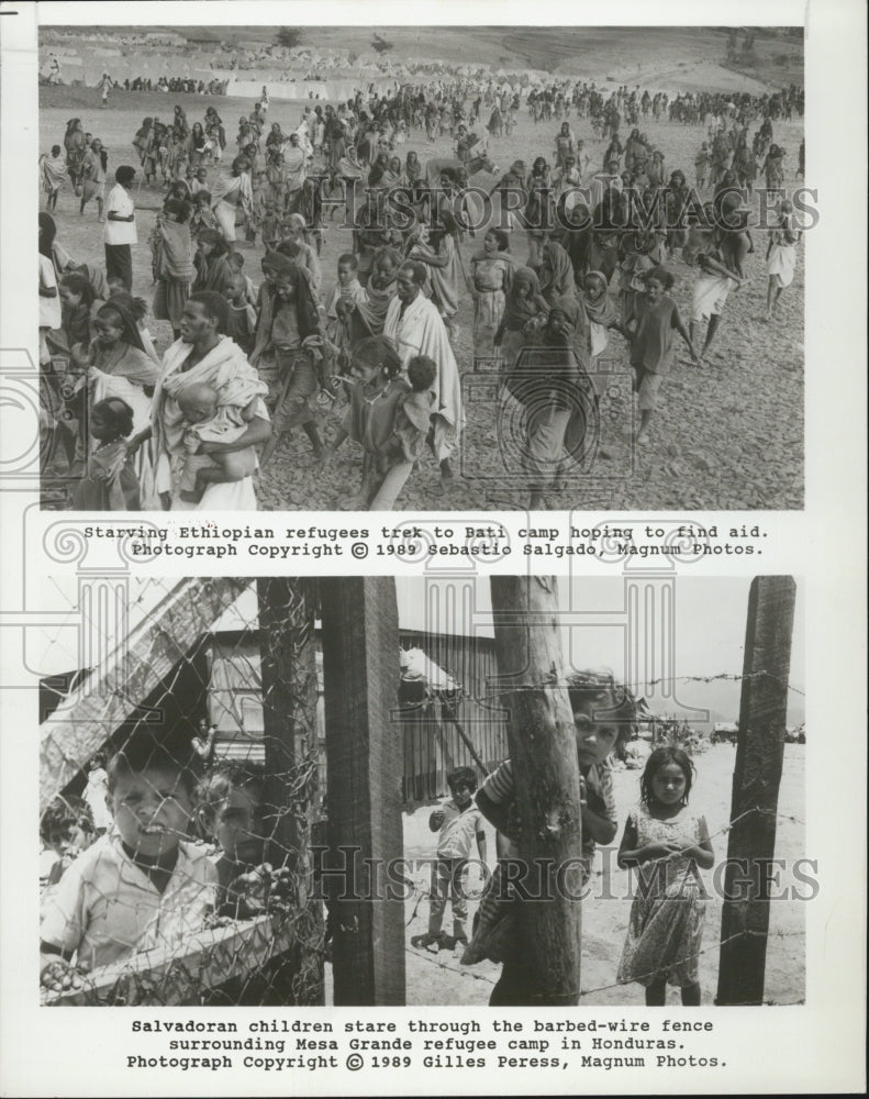 1989 Press Photo Top: Ethiopian refugees. Bottom: Salvadoran refugee children - Historic Images