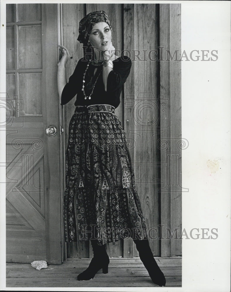 1977 Full Skirt Michelle Wetberg Peasant Blouse - Historic Images