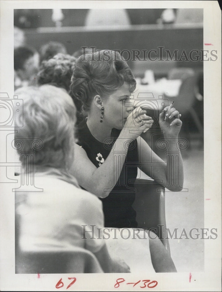 1967 Mrs. Martie harp at fashion show - Historic Images