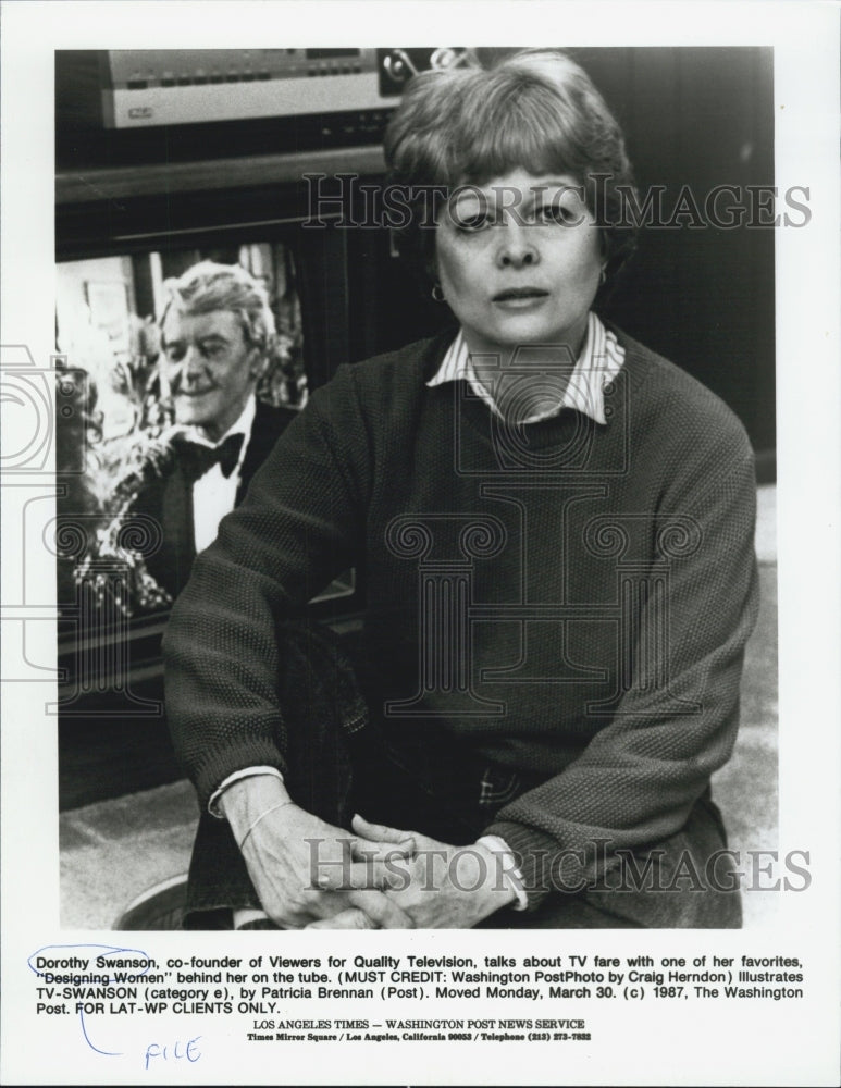 1987 Press Photo Dorothy Swanson Co-Founder of Viewers for Quality Television - Historic Images