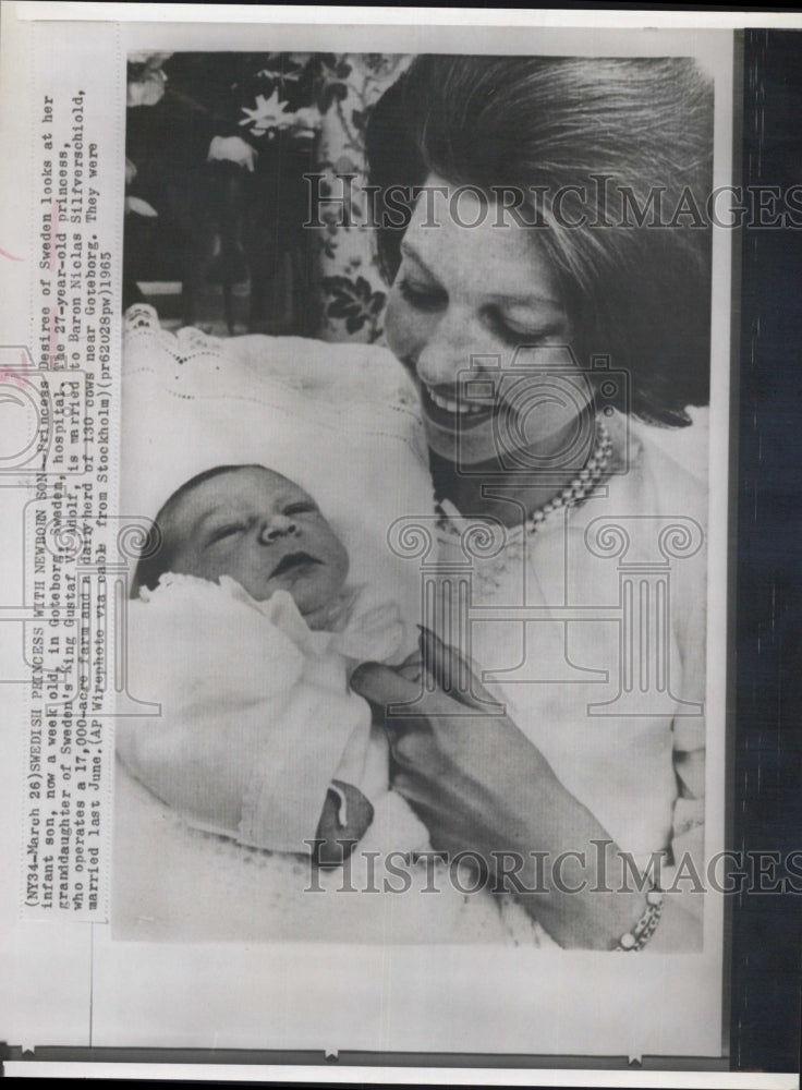 1965 Princess Desiree of Sweden and her newborn son - Historic Images