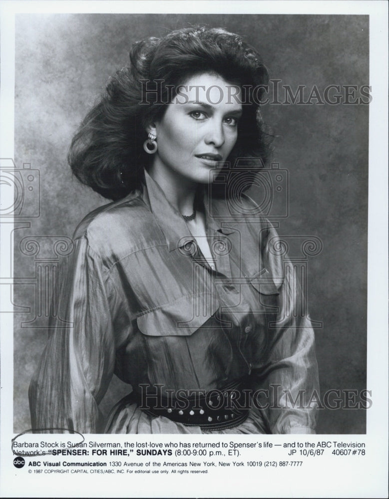 1987 Press Photo Actress Barbara Stock in the 1980s TV show Spenser for Hire - Historic Images