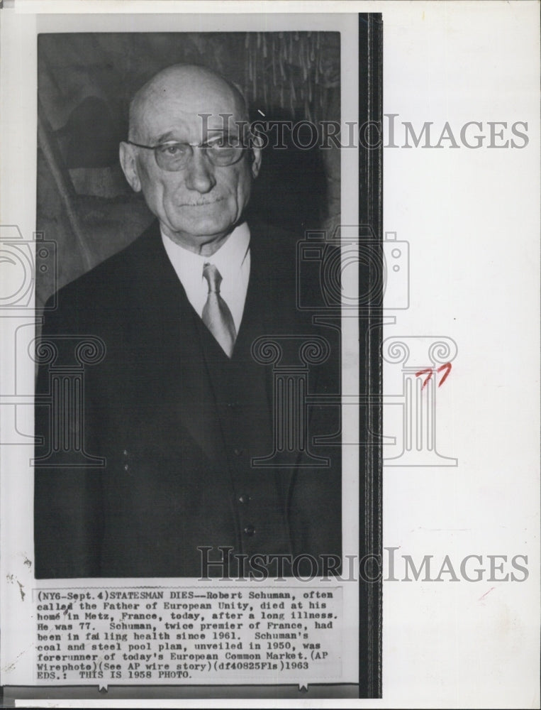 1963 Robert Schuman - Historic Images